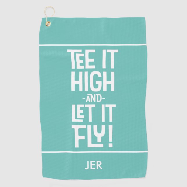 Golfer Golf Lover Tee Humor Fun Monogram Teal Cute Golf Towel (Front)