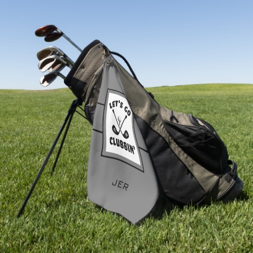 Golfer Golf Modern Monogram Pro Sports Gray Black Golf Towel