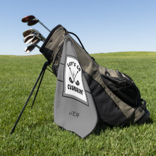 Golfer Golf Modern Monogram Pro Sports Gray Black Towel