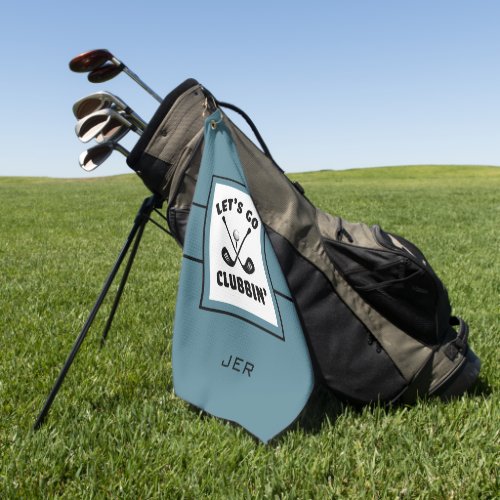 Golfer Golf Monogram Pro Sports Turquoise Black Golf Towel
