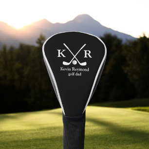 Golfer . Golf-Player Classic Black White Monogram Golf Head Cover