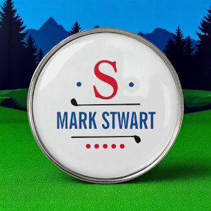 Golfer Golf-player Monogram Golf Ball Marker