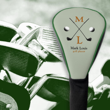 Golfer . Golf-player Monogram Golf Head Cover by mixedworld at Zazzle