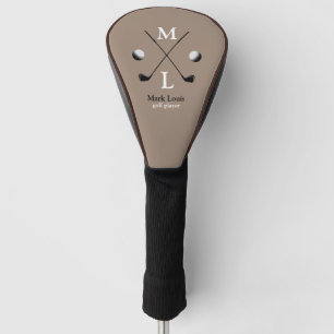 Golfer Golf-Player Name Monogrammed khaki Golf Head Cover