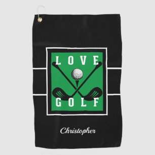 Golfer Golf Quote Modern Monogram Pro Green Black Towel