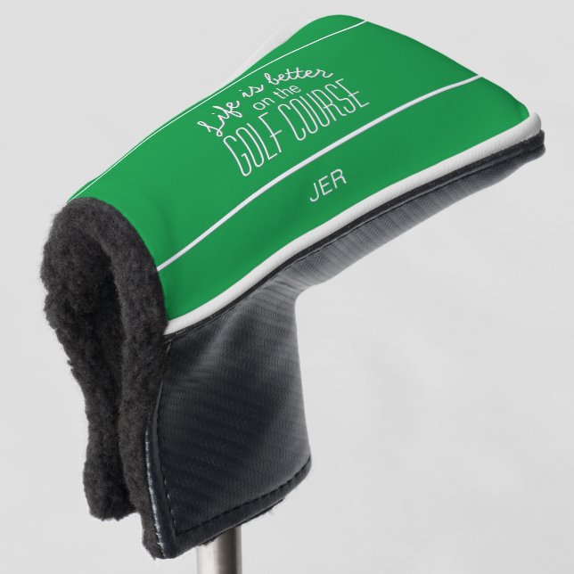 Golfer Golf Quote Monogrammed Equipment Green   Golf Head Cover (3/4 Front)