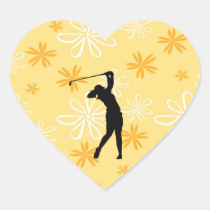 Golfer Golf Sports Person Silhouette Heart Sticker