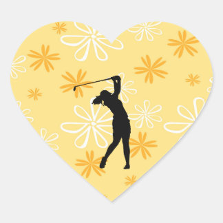Golfer Golf Sports Person Silhouette Heart Sticker