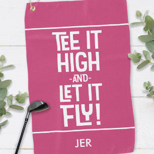Golfer Golf Tee Humor Funny Sports Monogram Pink Towel