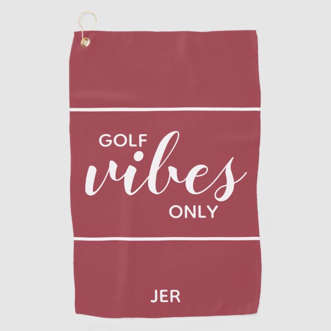 Golfer Golf Vibes Fun Personalized Crimson Red Pro Towel (Front)