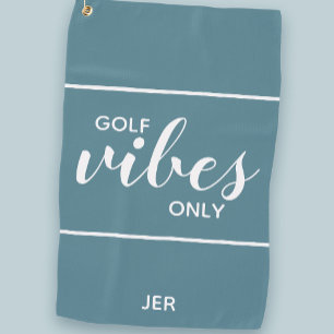 Golfer Golf Vibes Fun Personalized Turquoise Pro Golf Towel