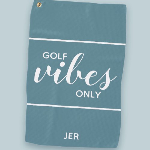Golfer Golf Vibes Fun Personalized Turquoise Pro   Golf Towel