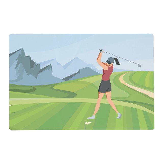 Golfer  golfing on green  placemat (Front)