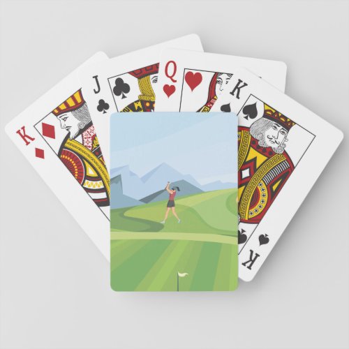 Golfer  golfing on green   playing cards