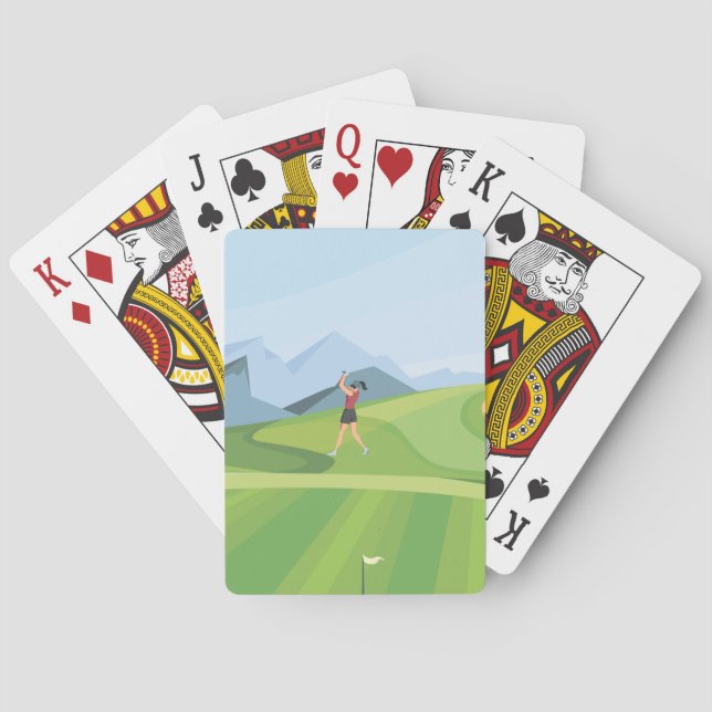 Golfer  golfing on green   poker cards (Back)