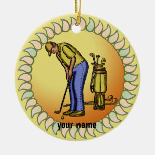 Golfer Grandpa Ceramic Ornament