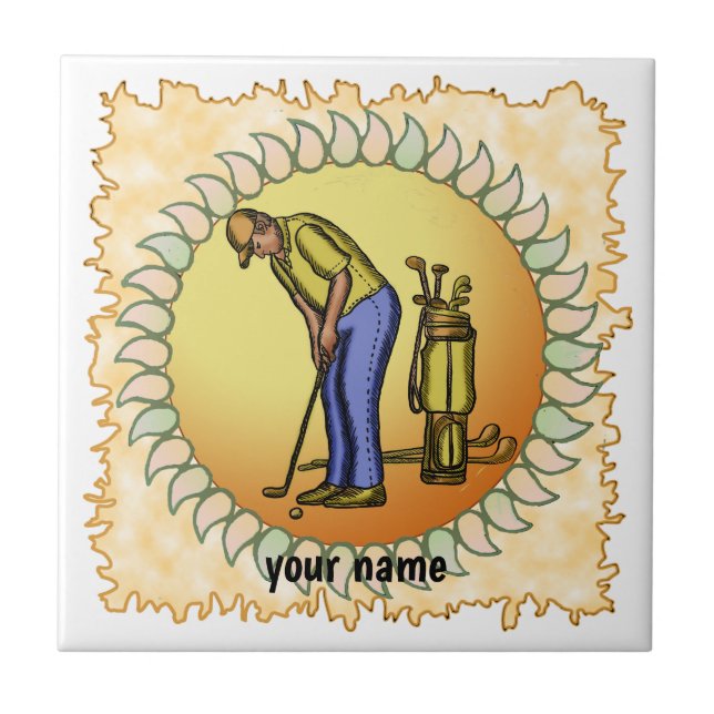 Golfer  Grandpa  Ceramic Tile (Front)