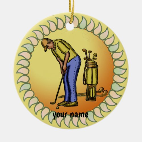 Golfer  Grandpa custom name  Ceramic Ornament