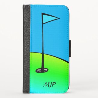 Golfer Green and Blue iPhone X Wallet Case