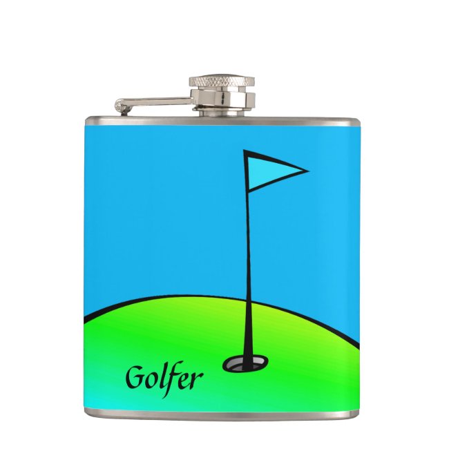 Golfer Green and Blue Sports Flask