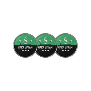 Golfer Green Black Monogram Golf Ball Marker