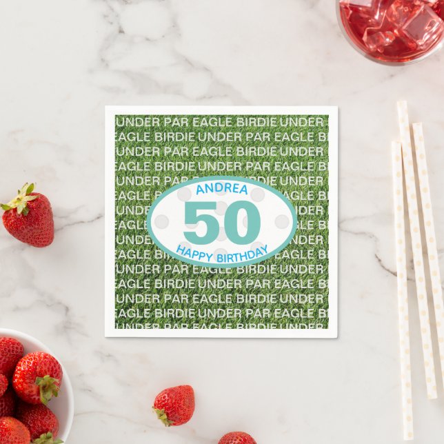 Golfer Green Eagle Birdie Par 50th Birthday Napkins (Insitu)
