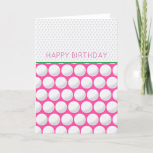 Golfer Happy Birthday Own Message Pink Modern Golf Holiday Card