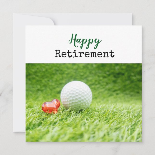 Golfer Happy Retirement with golf ball on green (Front)