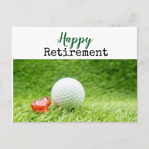 Golfer Happy Retirement with golf ball on green Postcard