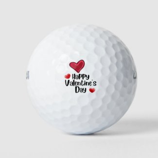 Golfer Happy Valentine's Day with love red heart   Golf Balls