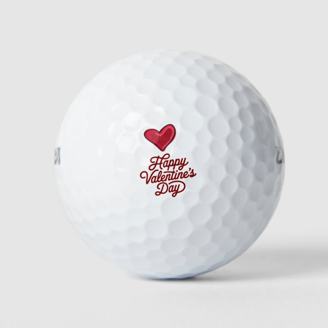 Golfer Happy Valentine's Day with love red heart   Golf Balls (Front)