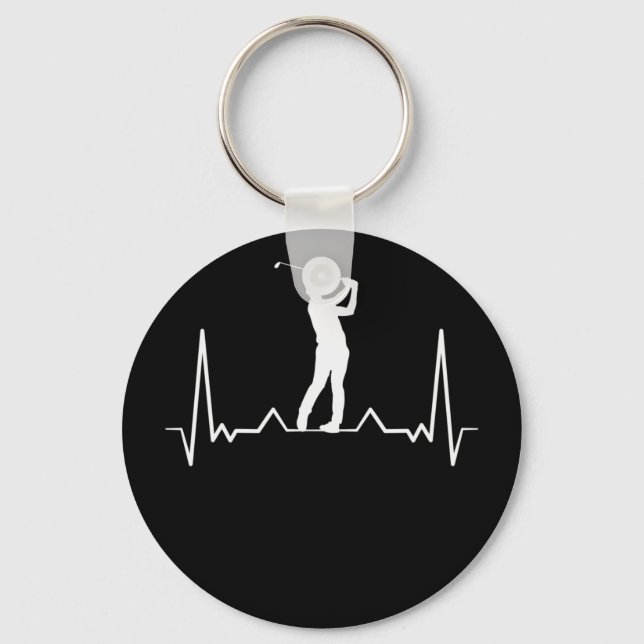 Golfer Heartbeat Keychain (Front)