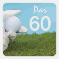 Golfer holds golf ball for golfer 60th birthday square sticker
