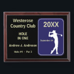 Golfer 🏌️Hole in One Award: Tournament Award Plaque<br><div class="desc">GOLF GOLFER HOLE IN ONE AWARD TOURNAMENT Golfer 🏌️Hole in One Award: Golf – Custom Tournament Prize Description: 🏆 Celebrate a legendary moment on the course with this customizable Hole-in-One Award! Perfect for golf tournaments, club events, or personal milestones, this stylish award lets you honor the incredible achievement of sinking...</div>