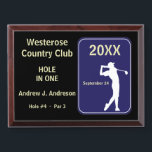Golfer 🏌️Hole in One Award: Tournament Award Plaque<br><div class="desc">GOLF GOLFER HOLE IN ONE AWARD TOURNAMENT Golfer 🏌️Hole in One Award: Golf – Custom Tournament Prize Description: 🏆 Celebrate a legendary moment on the course with this customizable Hole-in-One Award! Perfect for golf tournaments, club events, or personal milestones, this stylish award lets you honor the incredible achievement of sinking...</div>