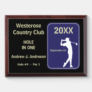 Golfer 🏌️Hole in One Award: Tournament Award Plaque