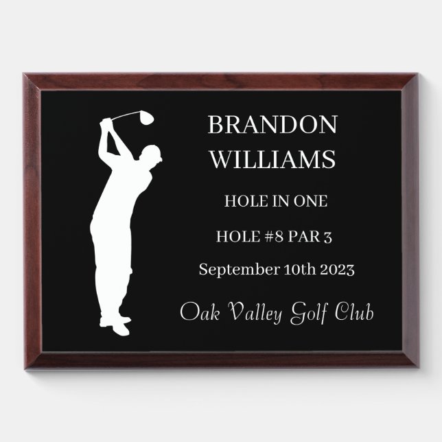 Golfer Hole in One Sport Winner Prize Award Plaque (Horizontal)