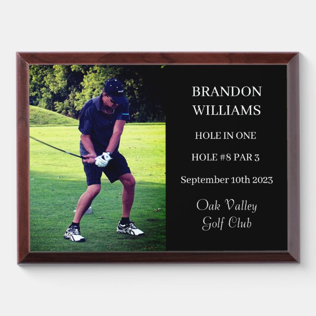 Golfer Hole in One Sport Winner Prize Award Plaque (Horizontal)