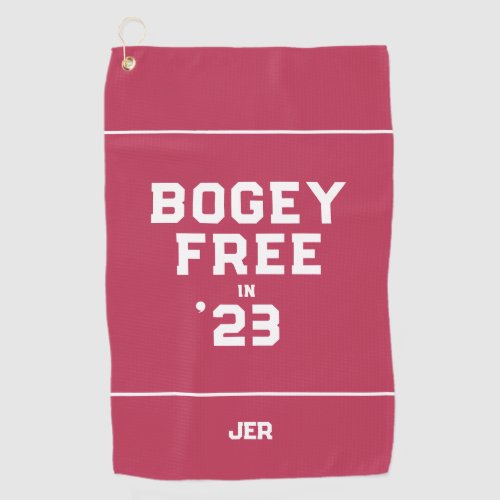 Golfer Humor Bogey Free 2023 Golf Monogram Magenta Golf Towel