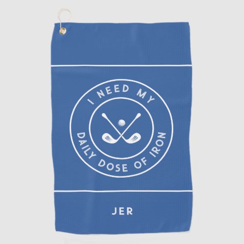 Golfer Humor Cute Golf Iron Sports Equipment Blue Golf Towel