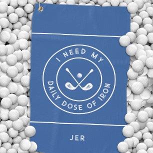 Golfer Humor Cute Golf Iron Sports Equipment Blue Golf Towel