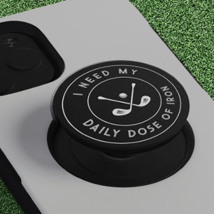 Golfer Humor Golf Iron Sports Equipment Black Cute PopSocket