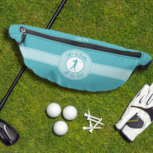 Golfer Humor Golf Tee Sports Monogram Teal For Her Fanny Pack (Golfer Humor Golf Tee Sports Monogram Teal For Her Fanny Pack)