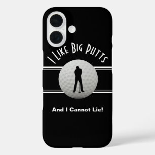 Golfer I Like Big Putts Golf Humor Fun Black White iPhone 16 Case