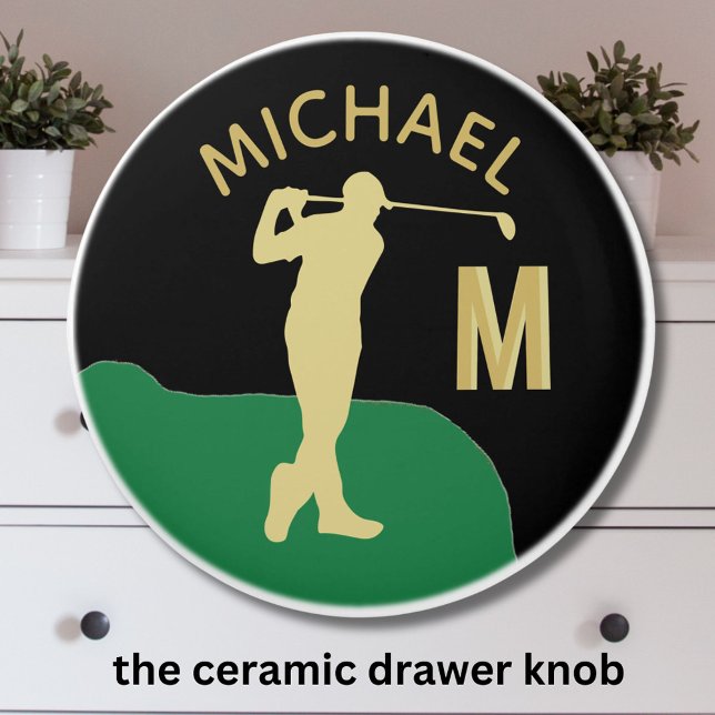 Golfer in Action Two Tone Monogram Ceramic Knob (Creator Uploaded)