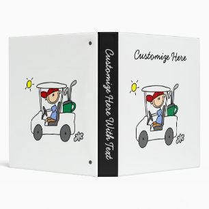 Golfer in Golf Cart 3 Ring Binder