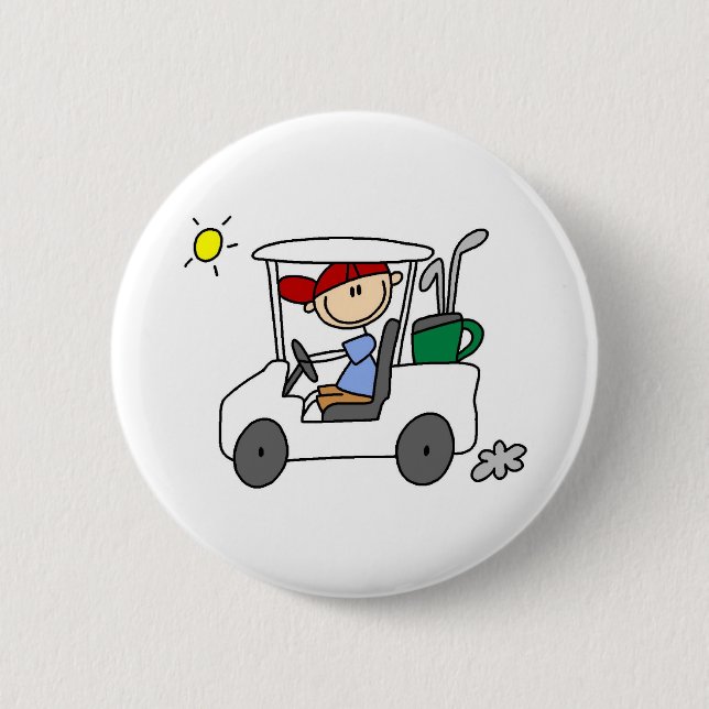 Golfer in Golf Cart Button (Front)