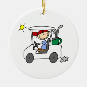 Golfer in Golf Cart Ceramic Ornament