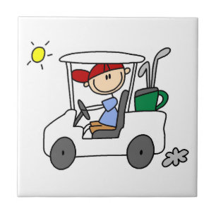 Golfer in Golf Cart Ceramic Tile