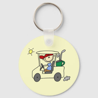Golfer in Golf Cart Keychain
